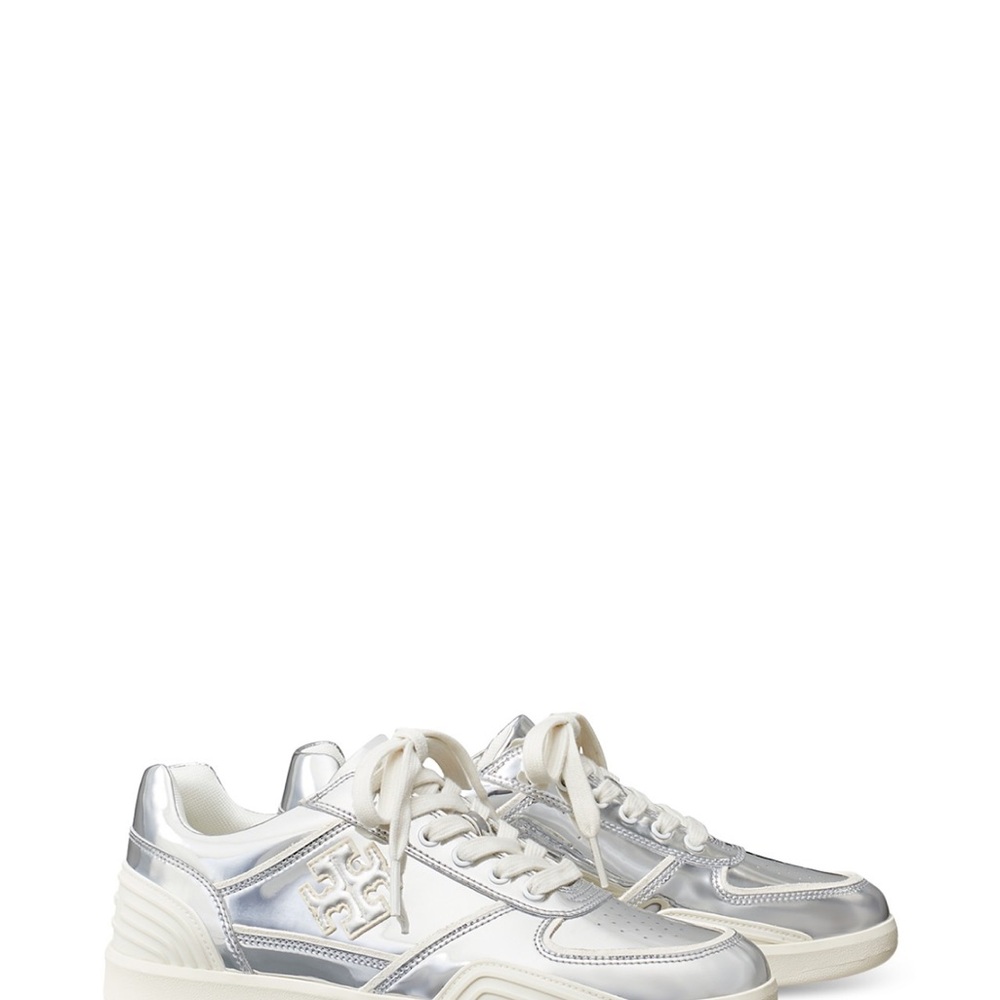 Tory Burch Silver and White Sneakers